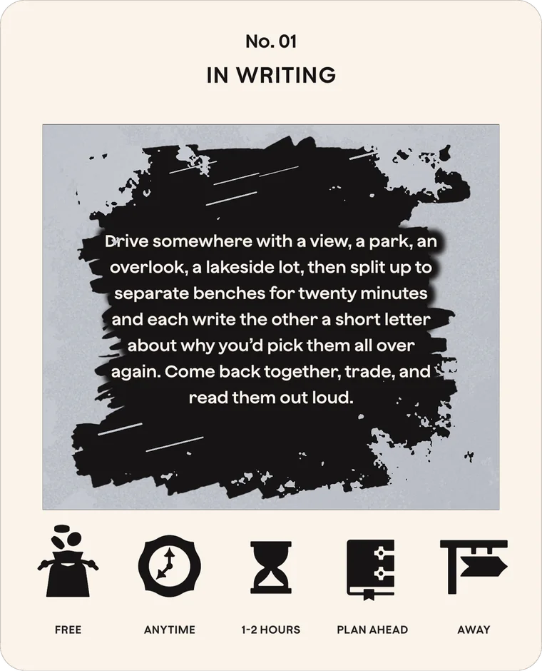 Card No. 01, In Writing, scratched off to show the adventure